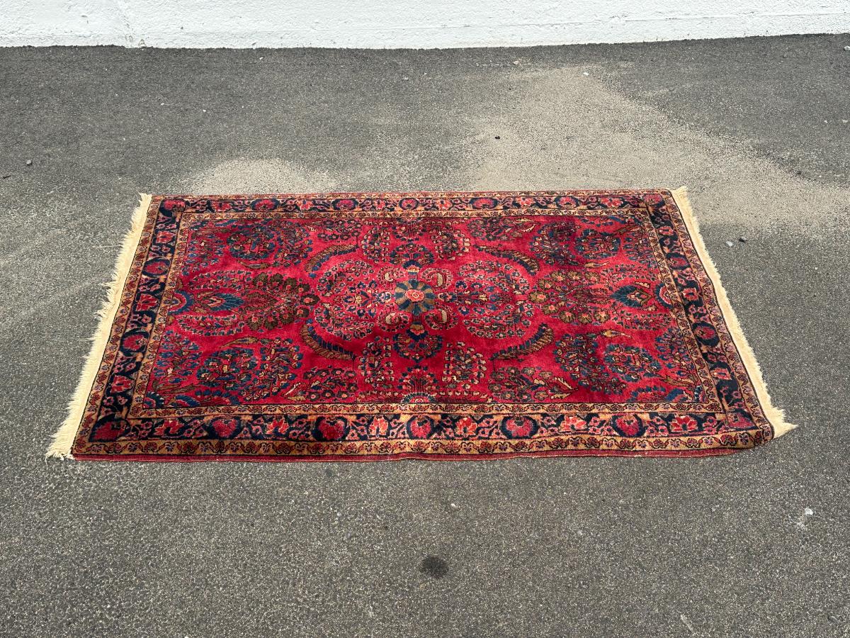 3 x 5 Vintage Wool Hand Knotted Sarouk Rug