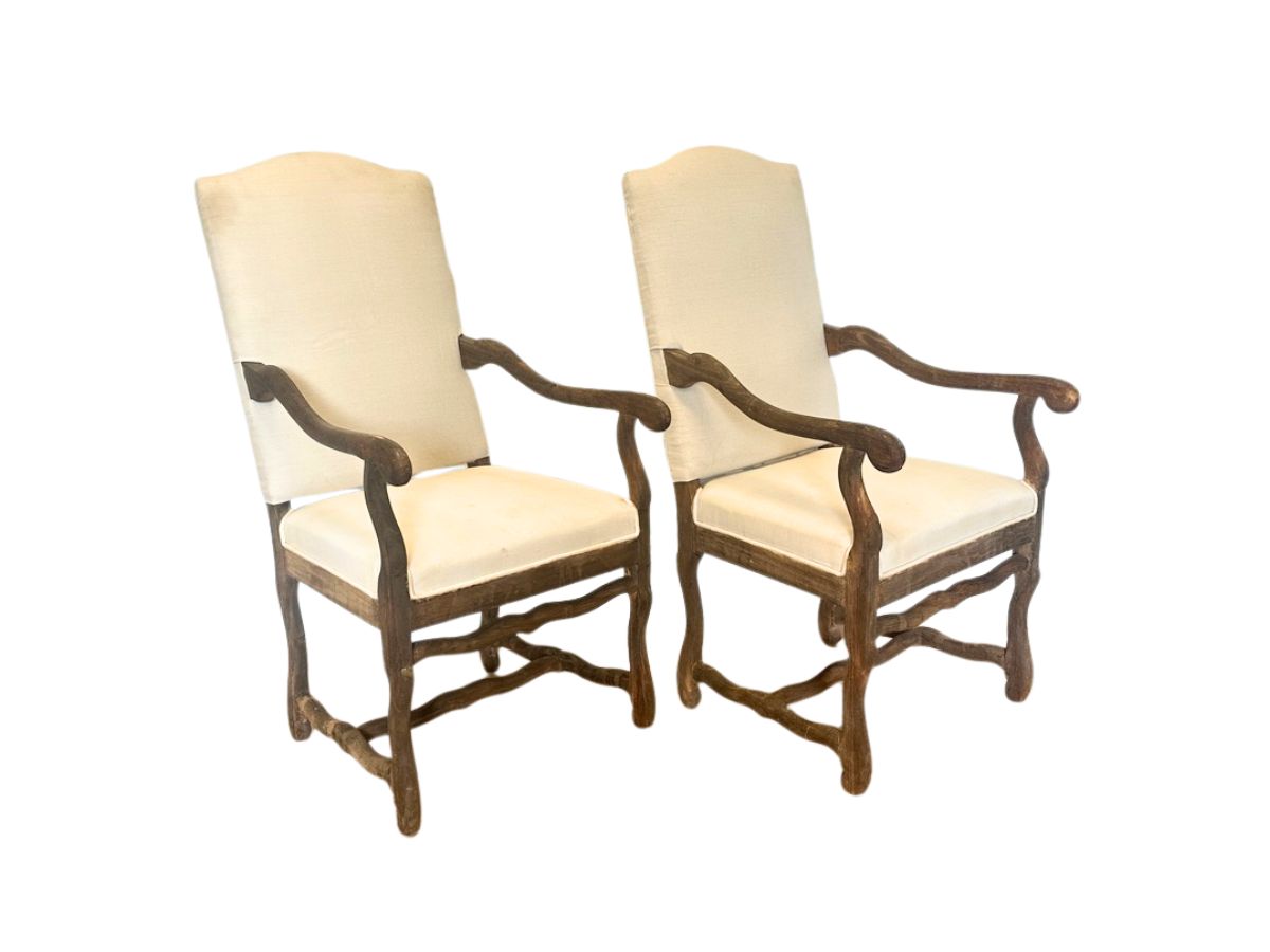 Os de Mouton Style Arm Chairs, Pair