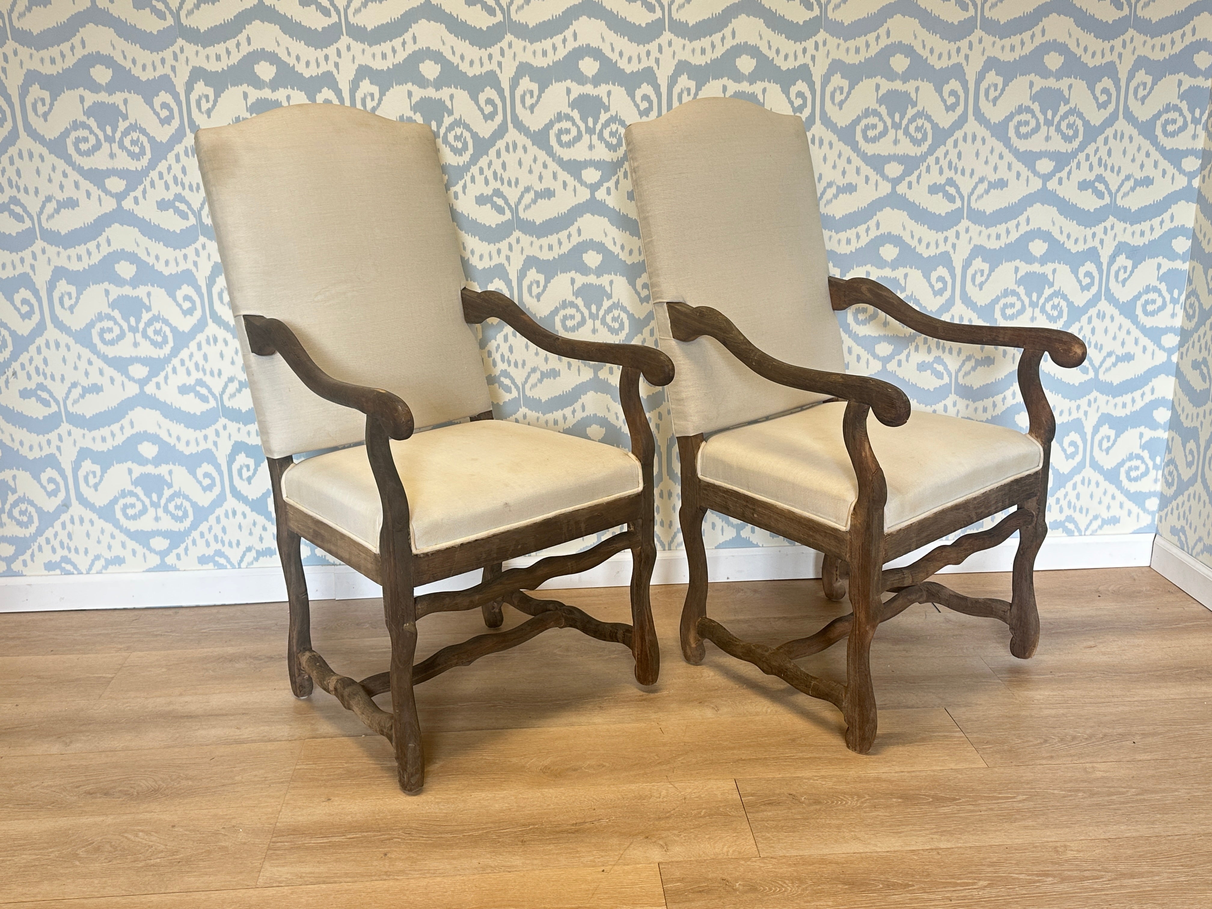 Os de Mouton Style Arm Chairs, Pair