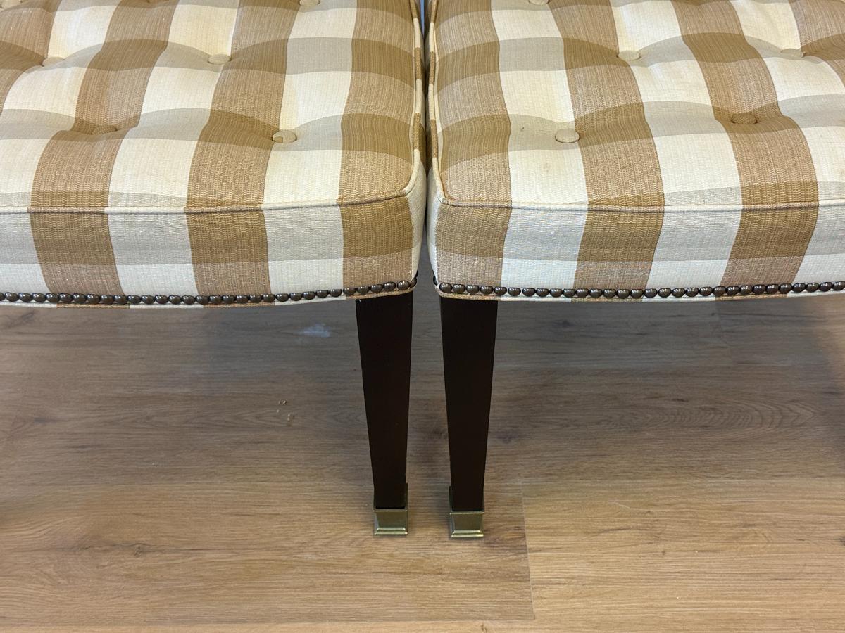 Vintage Wooden Spider Chairs and Upholstered Armchairs in Buffalo Check, Set of 6