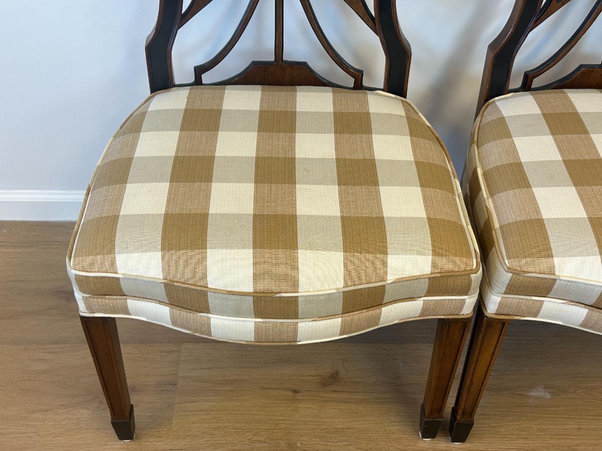 Vintage Wooden Spider Chairs and Upholstered Armchairs in Buffalo Check, Set of 6