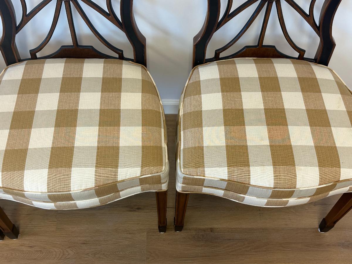 Vintage Wooden Spider Chairs and Upholstered Armchairs in Buffalo Check, Set of 6