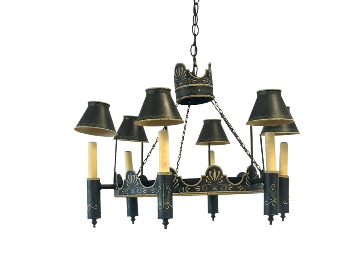 Vintage Hand Painted Tole Chandelier