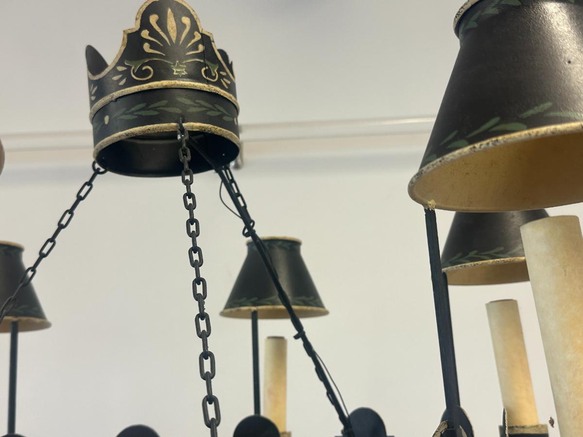 Vintage Hand Painted Tole Chandelier