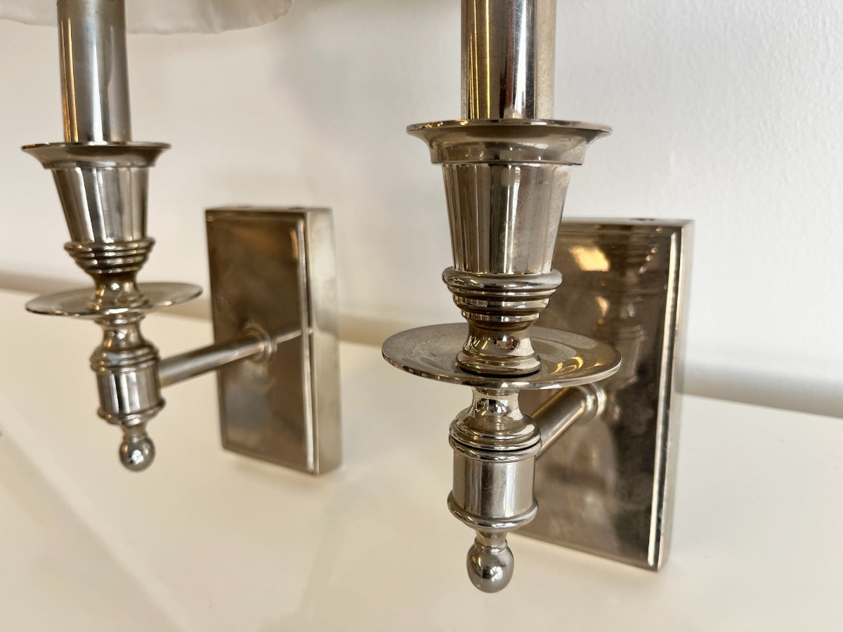 Hudson Valley Ludlow Sconces in Polished Nickel, Pair