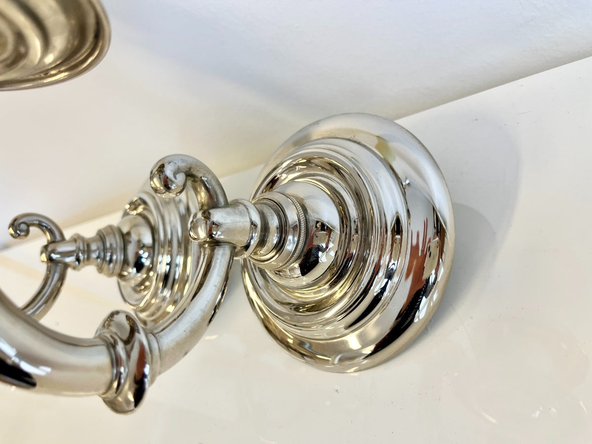Silver Plated Wall Sconces, Pair