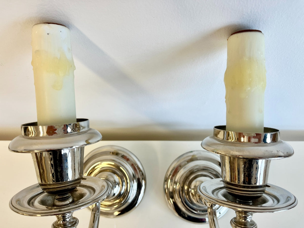 Silver Plated Wall Sconces, Pair