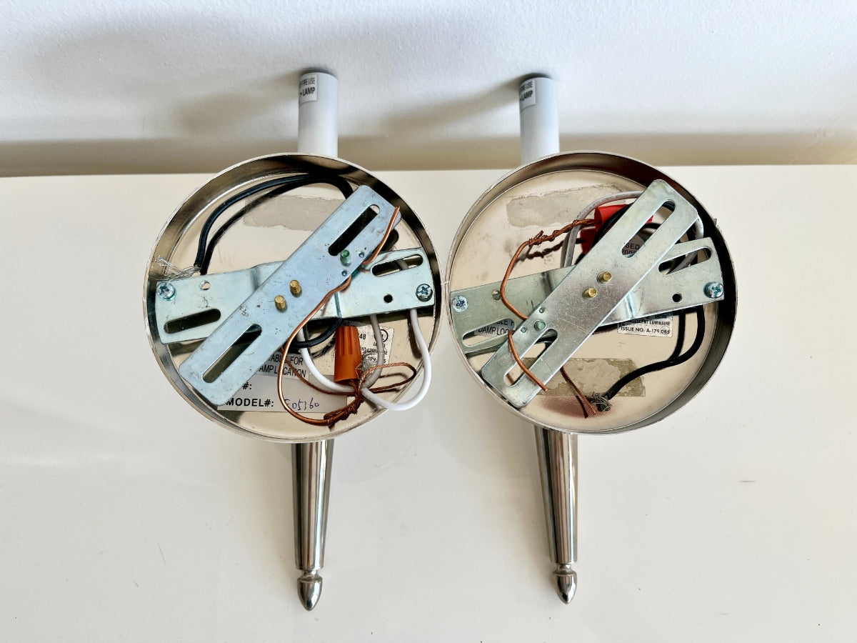 Polished Nickel Wall Sconces, Pair