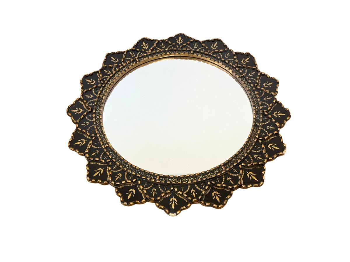 Vintage Decorative Sunburst Peruvian Style Wall Mirror