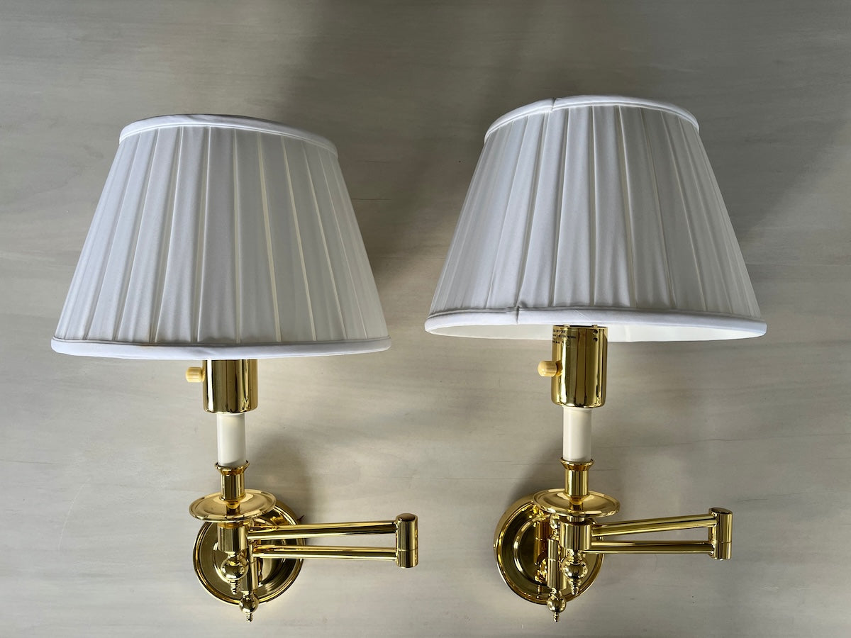 Hinson Swing Arm Lights in Brass with Shades for Metalarte, Pair