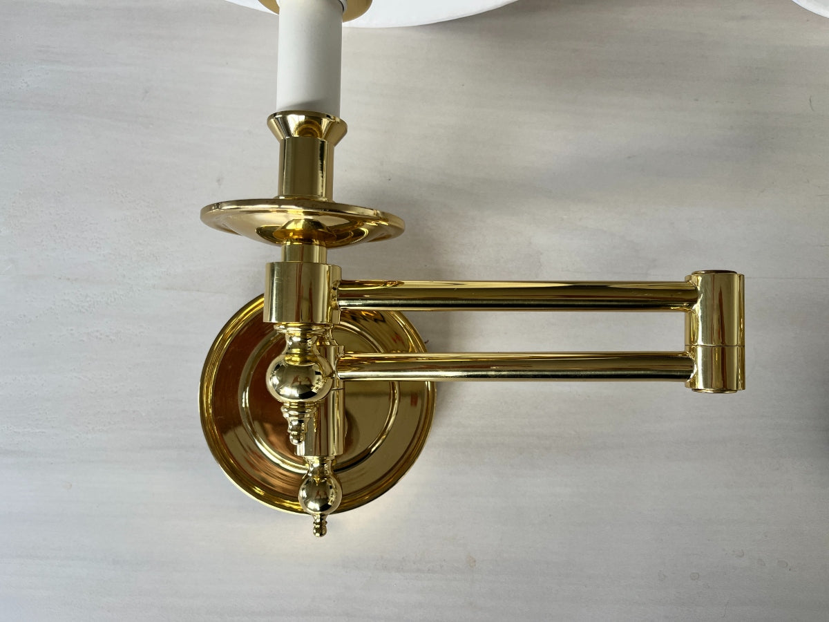Hinson Swing Arm Lights in Brass with Shades for Metalarte, Pair