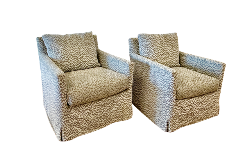 Lee Industries Swivel Chairs, Pair