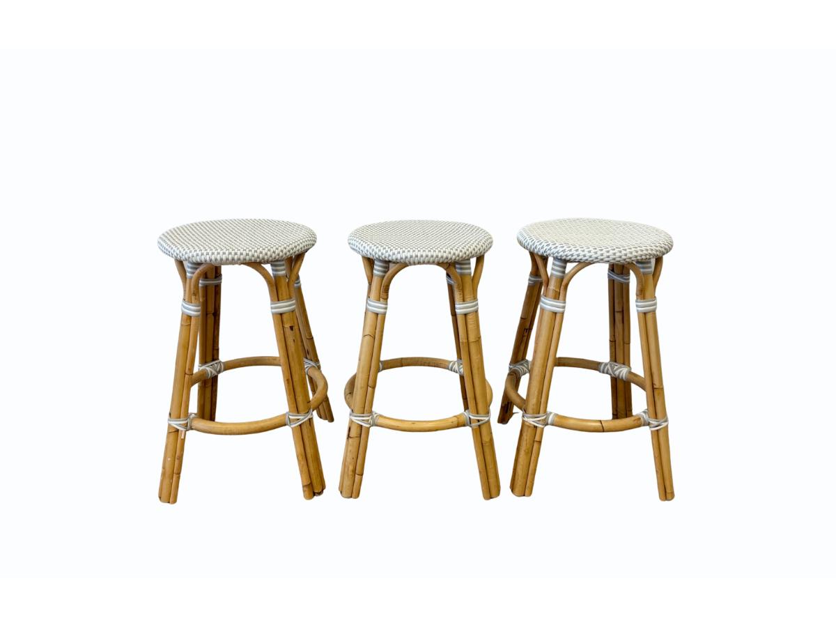 Serena & Lily Riviera Rattan Counter Stools, Set of 3