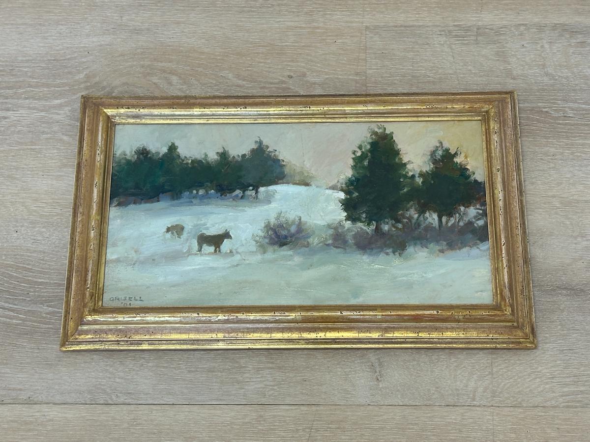 Susan Grisell, Winter Landscape Oil Painting, Signed