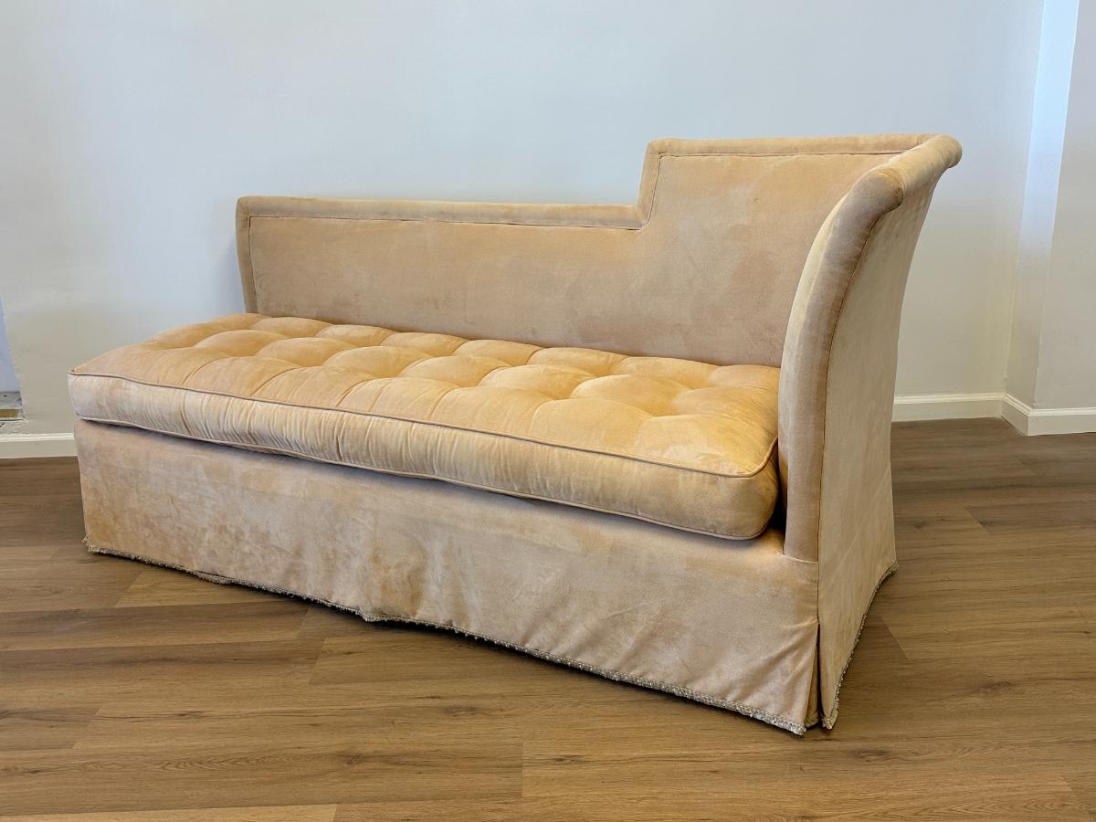Tufted Suede Chaise Lounge