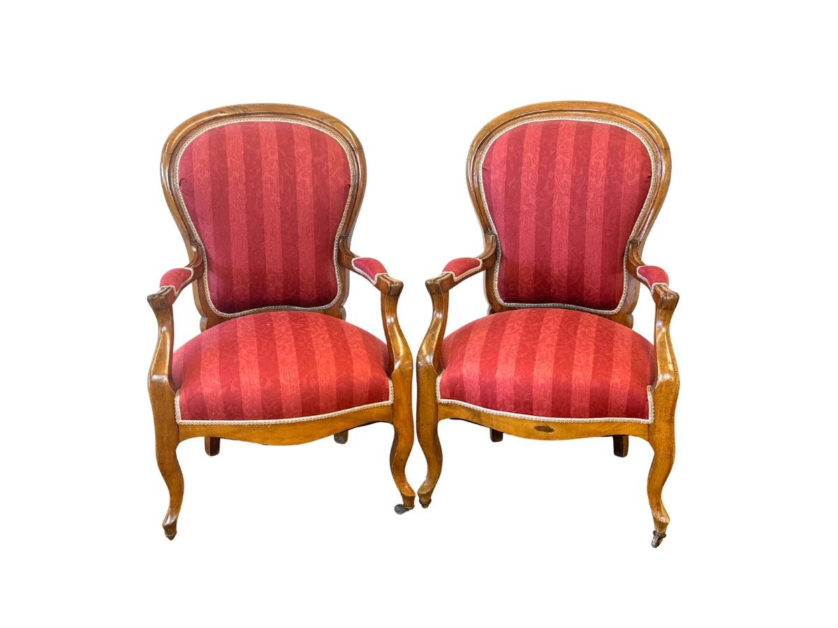 Antique French Arm Chairs, Pair