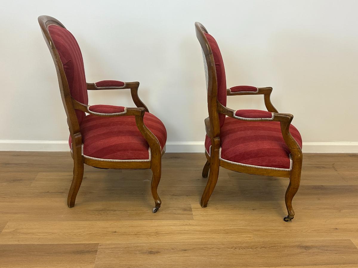 Antique French Arm Chairs, Pair