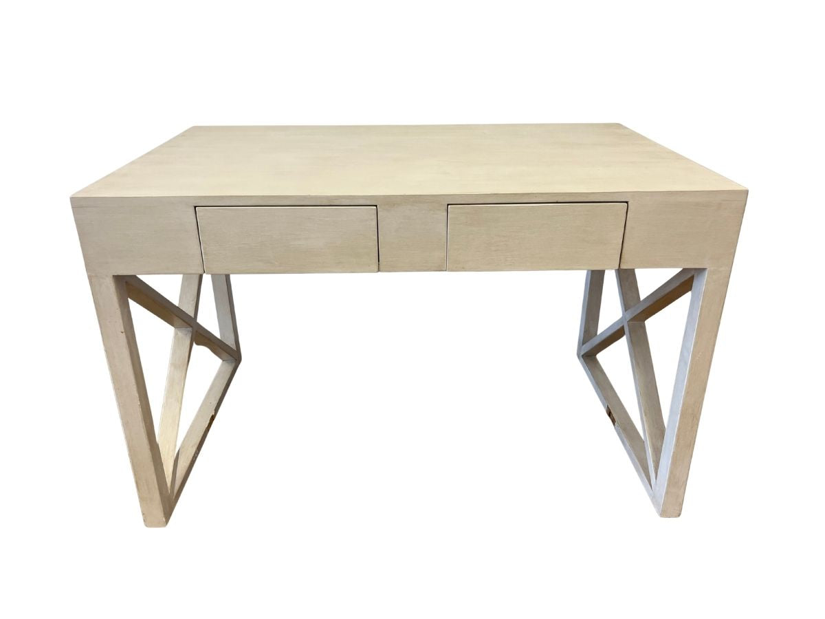 Two-Drawer White Wash Desk