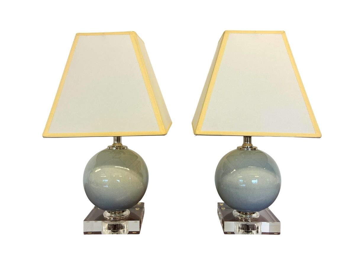 Petite Table Lamps with Paper Shades, Pair