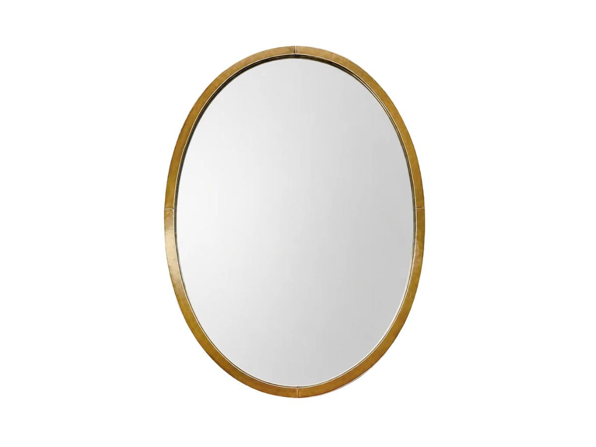 Large Richard Rumi & Co. Bespoke Tooled Leather Oval Mirror