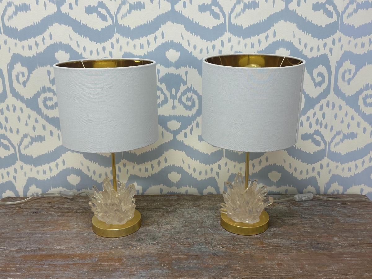 Pottery Barn Geode Burst Lamps, Pair
