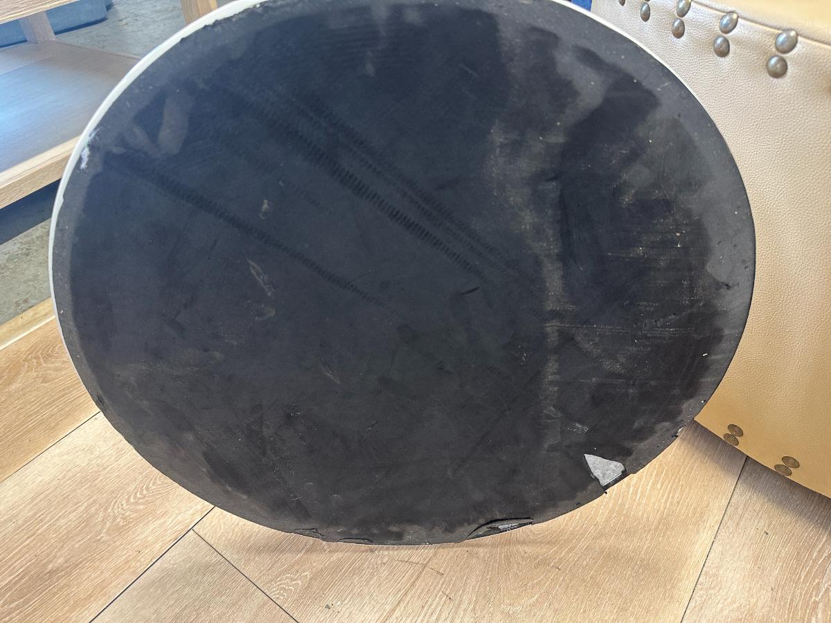 36" Round White Marble Dining Table with White Base