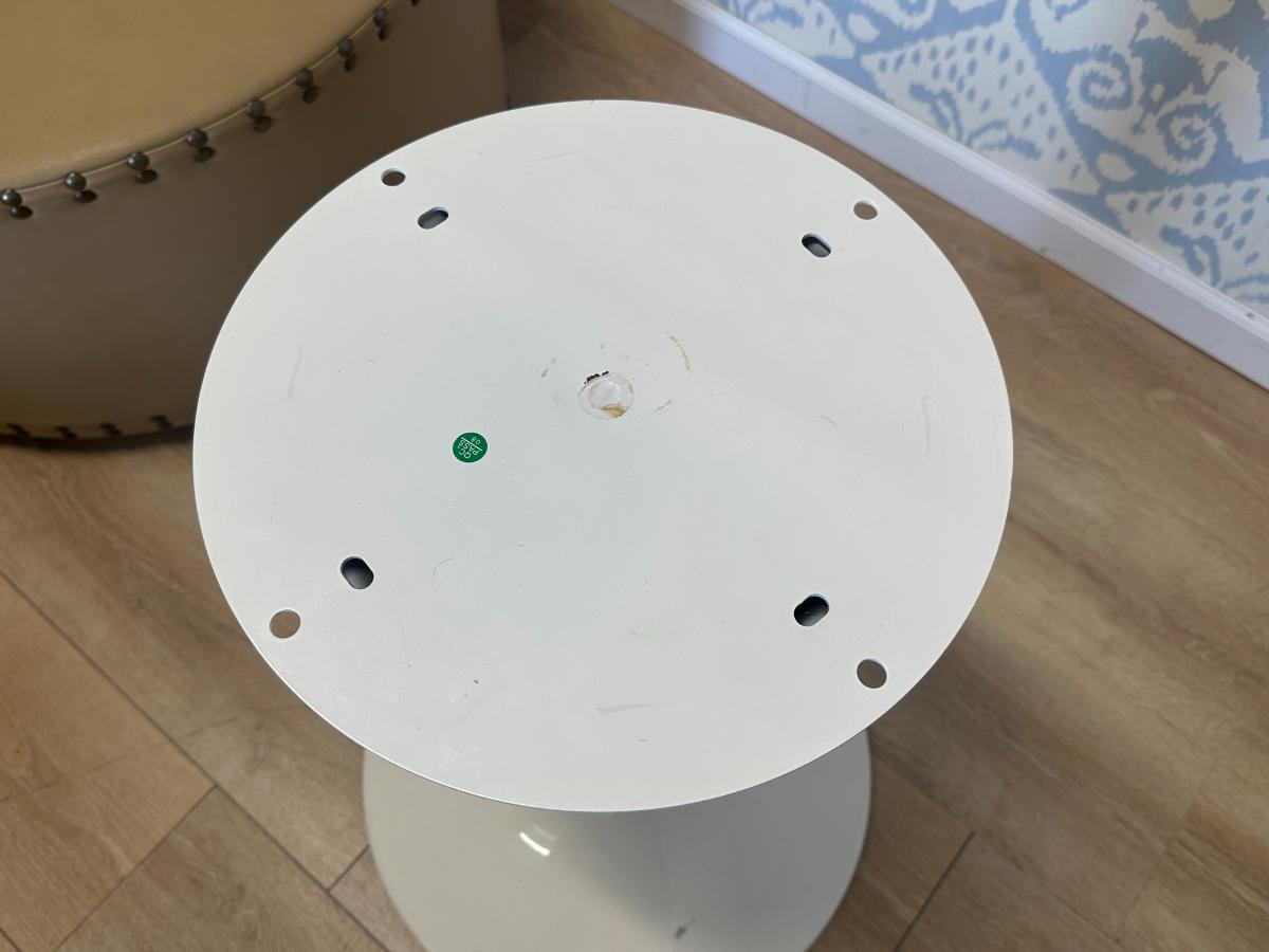 36" Round White Marble Dining Table with White Base