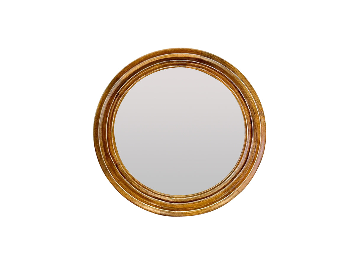 Large Round Wooden Mirror