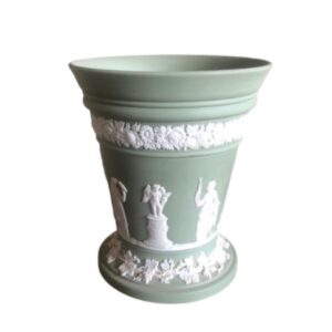 Wedgwood Jasperware Green & White Flower Vase