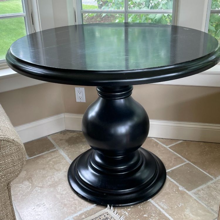 Round Black Pedestal Table - Town & Sea