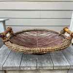 Lot #40 Wood Woven Table Top Basket available in the Town and Sea Rye Townhouse Moving Sale. Place your bids on TownandSea.com by 11/23