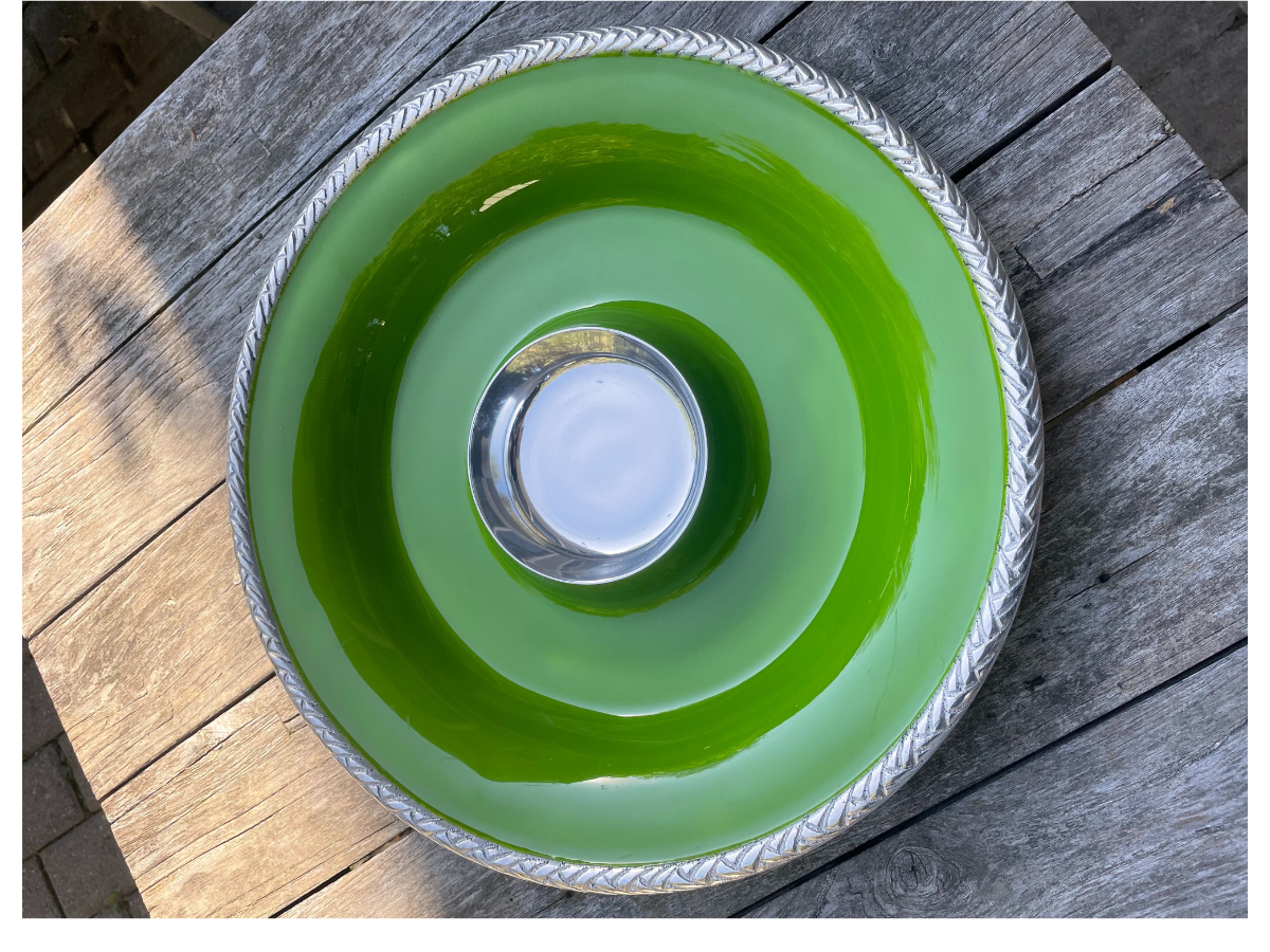 Green Ceramic Serving Platter - Town & Sea