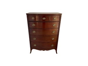 Find in Lot #41 Tall Bow Front Chest of Drawers available in the Town & Sea Darien Estate Sale. Closing Wednesday, December 15th at 8 pm EST.