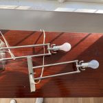 Lot #6 Dual Pole Metal Table Lamps, Pair available in the Town and Sea Rye Townhouse Moving Sale. Place your bids on TownandSea.com by 11/23
