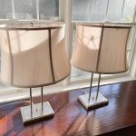 Lot #6 Dual Pole Metal Table Lamps, Pair available in the Town and Sea Rye Townhouse Moving Sale. Place your bids on TownandSea.com by 11/23