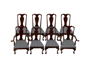 Queen Anne Style Dining Chairs, Set of 8
