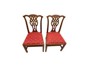Chippendale Style Chairs, Pair. 21"w x 18"d x 37"h, Wear consistent with age, see photos.