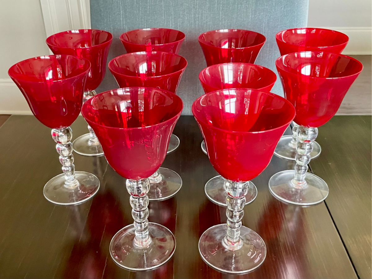 Red Glass Goblets Set Of 10 Town Sea   Greenwich Multi Seller Auction Town Sea 00041 