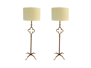Lot #30 is a Visual Comfort Quatrefoil Gilded Iron Floor Lamps, Pair in the Town & Sea, New Canaan Sale. This auction closes 5/18 at 8PM. Place your bids today!