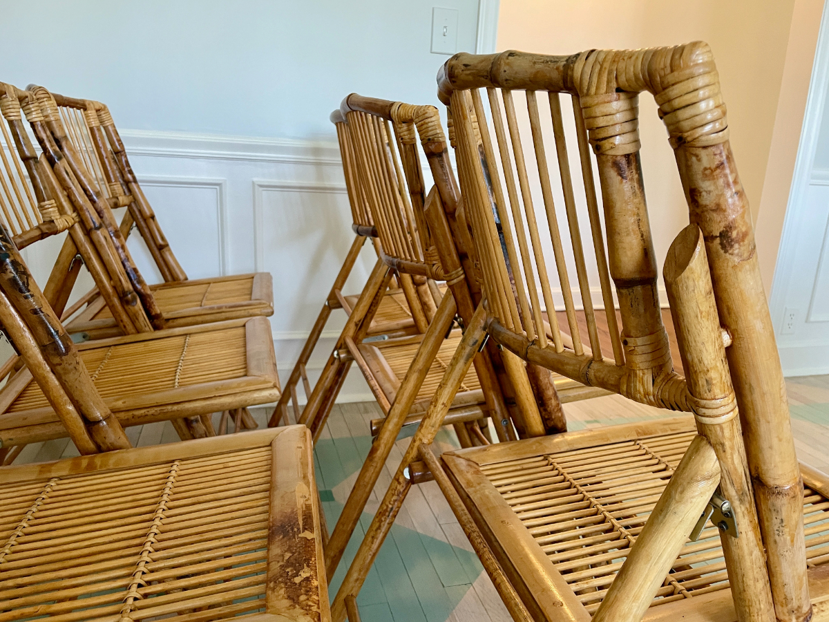 Bamboo Folding Chairs Set Of 6 Town Sea   TS New Canaan Estate Sale 00304 