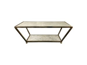 Lot #20 in the Town & Sea Designers Choice Sale is a Marble Top Coffee Table, this product is 45ʺw × 20ʺd × 17"h and is in Good condition Use our Buy Now feature for $800 or place a bid before the auction closes at 8pm on 8/17. Shop www.townandsea.com today!