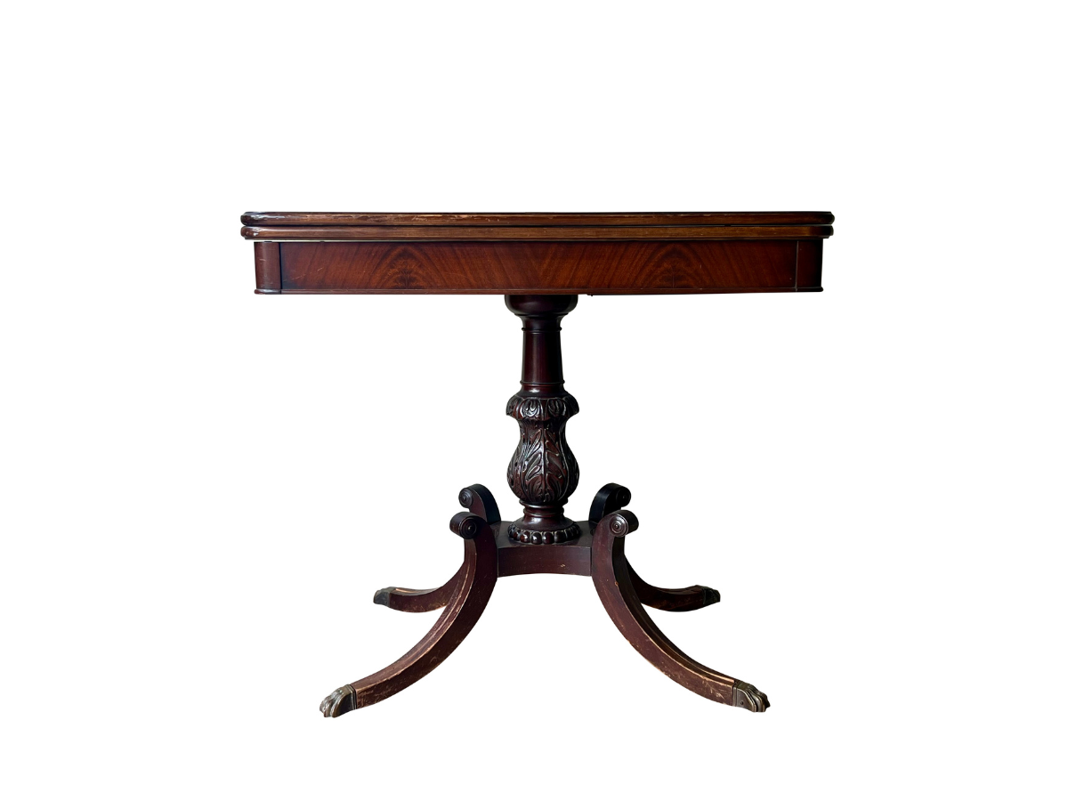 Regency Style Mahogany Swivel Flip Top Card Table - Town & Sea