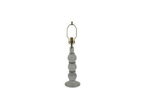 Simon Pearce Hartland Lamp featuring a glass base with a stacked spherical design and a brass-colored socket, isolated on a white background.